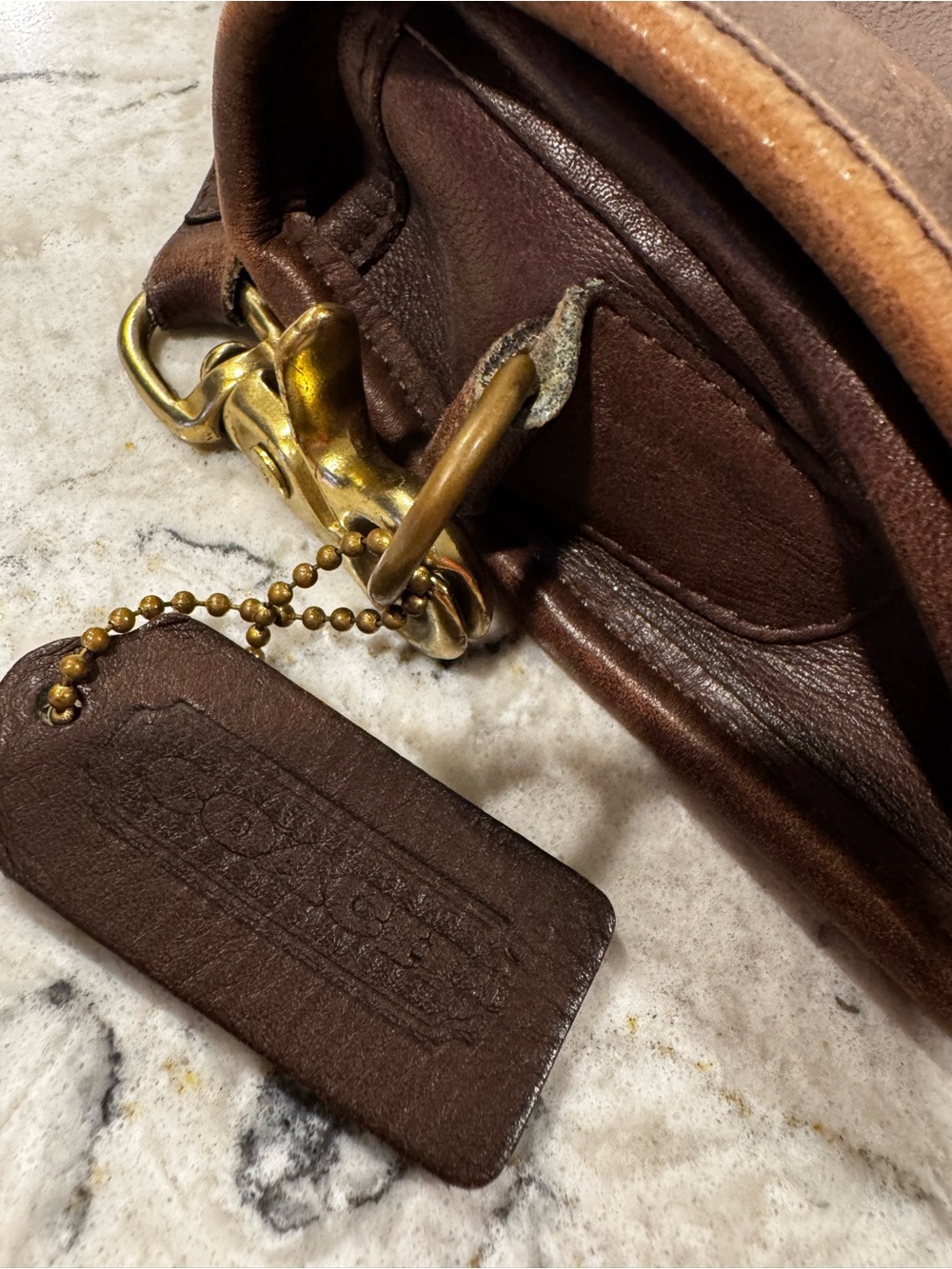 Early Vintage Coach Station Bag Crossbody Leather In Brown READ Flaws - Picture 9 of 13
